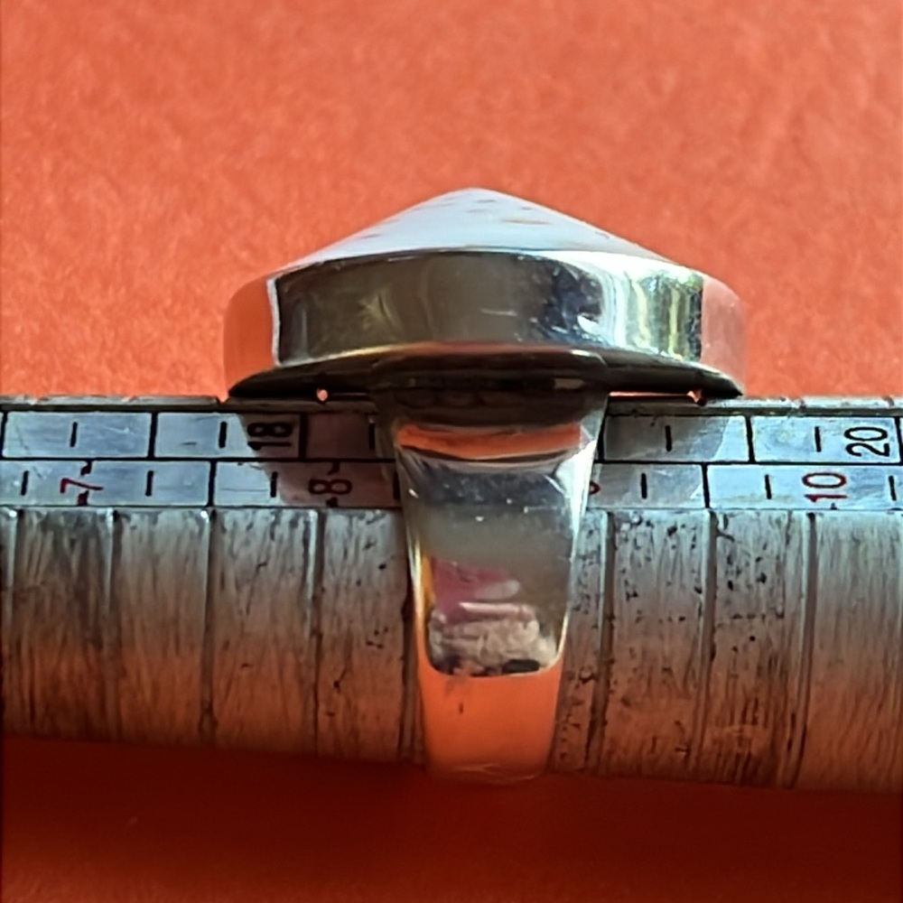 Large Vintage Solid Sterling Silver Shell Or Ston… - image 4